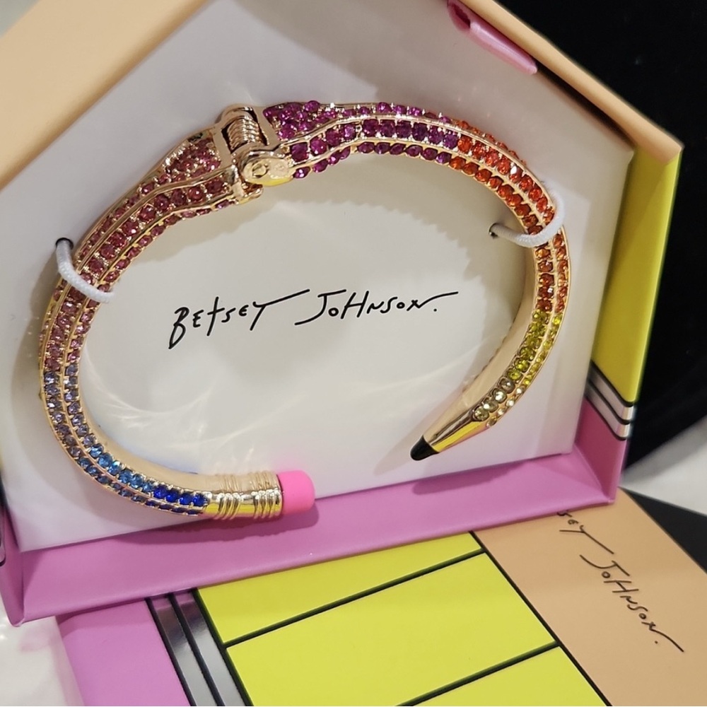 NWT Betsey Johnson Rainbow Crystal Pencil Bracelet